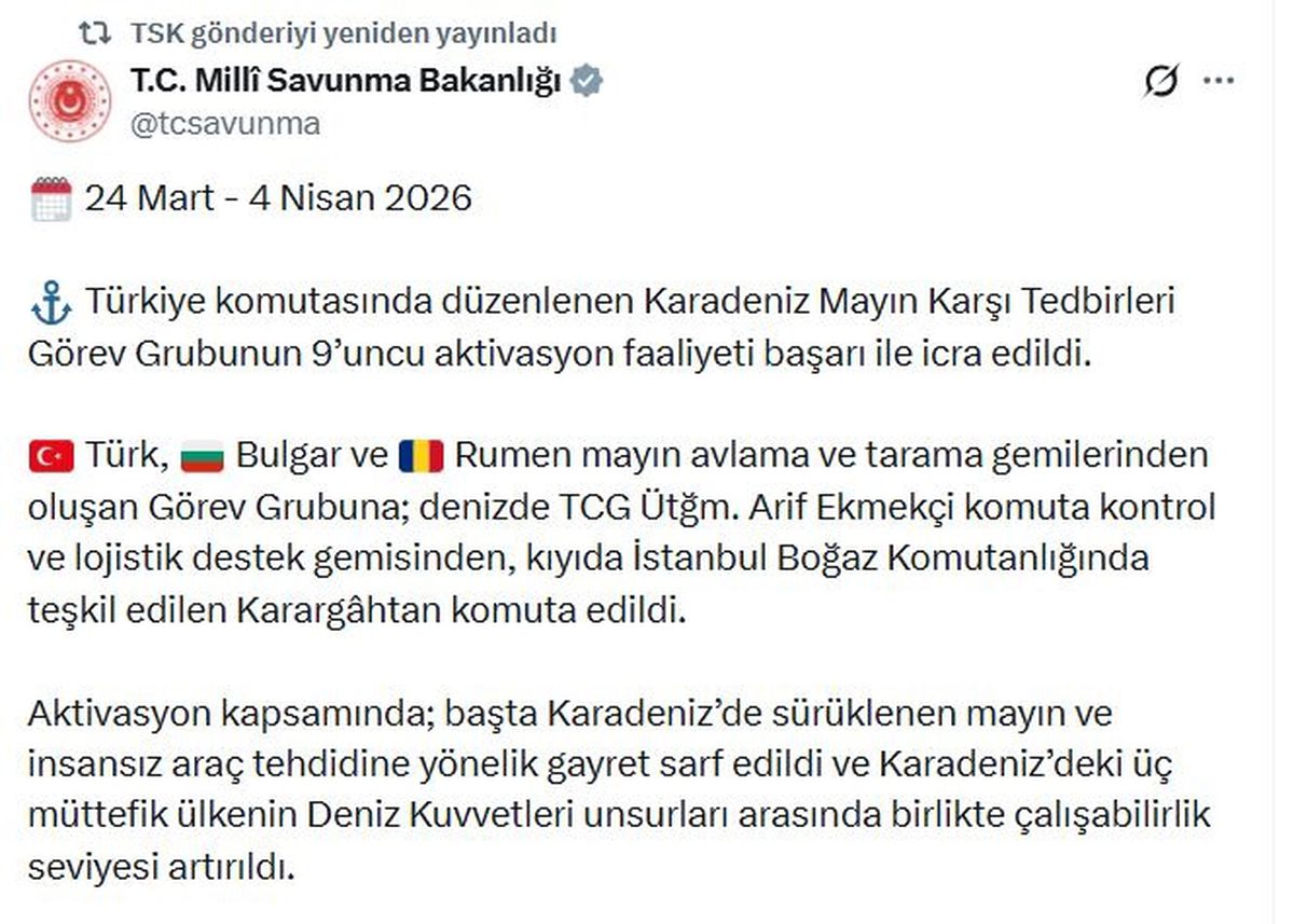 Karadeniz’de Mayın Karşı Tedbirleri Başarıyla Gerçekleşti
